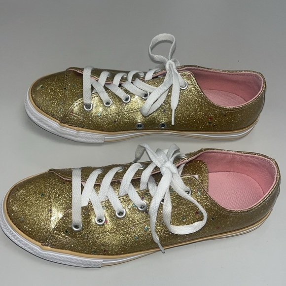 Converse All Star gold w/ sparkles lop top sneakers size 5 Junior’s- unisex - Picture 2 of 13